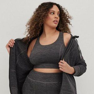 Torrid 2X Happy Camper Space Grey Jersey Strappy Sports Bra